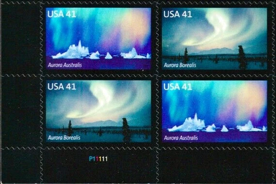 US #4203-4204 MNH Plate Block 2007 Polar Lights Aurora Borealis Australis - Image 1 of 1