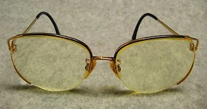 Tura Mod 602 56-16 Womens 3/4 Rim Eyeglasses Gold Multicolor Navy Frames Japan - Picture 1 of 10