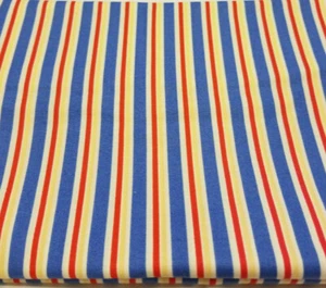 2011 Western WA Shop Hop 1/2 Yd Cut of Red Blue Yellow Ivory Stripe Fabric - Picture 1 of 4