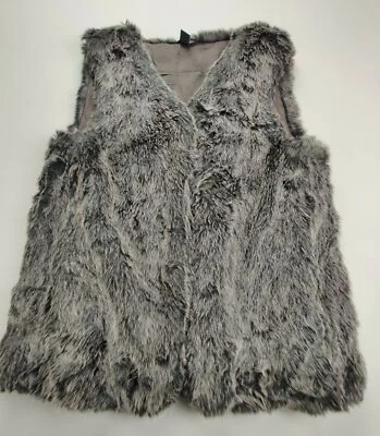 Eddie Bauer Faux Fur Wmn's Small Grey Soft Vest - Image 1 of 4