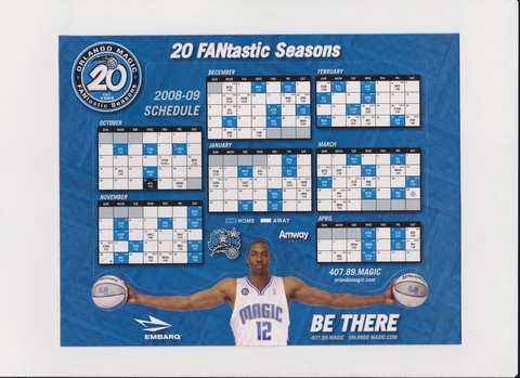 Orlando Magic NBA--Magnetic Calendar--2008/9 (Went to Finals)--Dwight Howard Cover