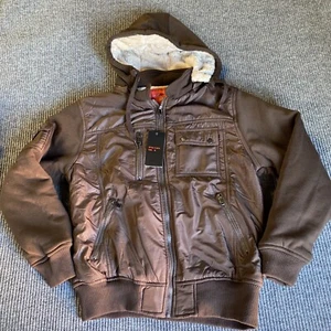 Maximos EE. UU. Chaqueta acolchada para hombre M marrón bolsillos con cremallera capucha extraíble - Imagen 1 de 9