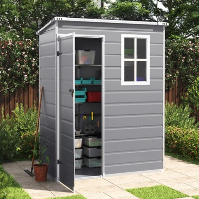 DARPHE Plastic Garden Storage Shed Tools House 5x4 5x3 6x4.4FT Outdoor Storage Sheds