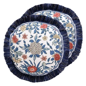 Designer Throw Pillow Covers Set of 2,Euro Elegant Linen with Chinoiserie Blu... - Picture 1 of 7
