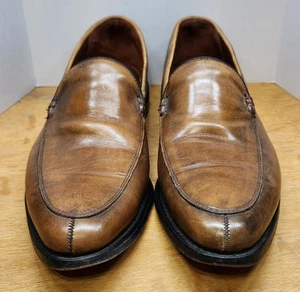Mocassini Allen Edmonds Steen da uomo in pelle taglia punta divisa cognac cammello taglia 11,5 D - Foto 1 di 20