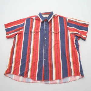 Vintage Wrangler Mens Pearl Snap Shirt 3X Big Brush Popper Striped Western Rodeo - Picture 1 of 9
