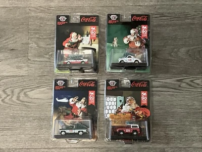 M2 Machines Coca Cola Christmas Set of 4 - Bronco - Cheyenne - Willys - Mustang - Image 1 of 4