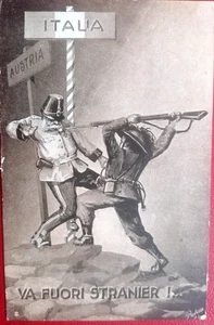 Va fuori Stranier  PROPAGANDA Anti Austria WWI PC Viaggiata 1915 Posta Militare - Picture 1 of 2