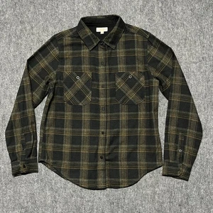 Camisa Roark con botones a presión para hombre pequeña verde marrón franela bolsillos a cuadros - Imagen 1 de 18