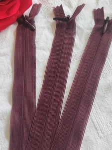 Lot 3 fermeture éclair 20 cm jaune prune/marron non- séparable A36 création - Picture 1 of 4