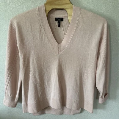 Rag & Bone Womens Size Medium Pink Cashmere V-neck Long Sleeve Knit Sweater - Image 1 of 4