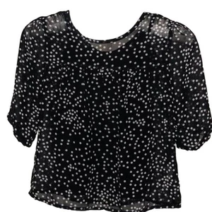 Girls S 6/6X Cherokee Black White Sheer Polka Dot Blouse Bow Ruffle Lined Tank - Picture 1 of 3