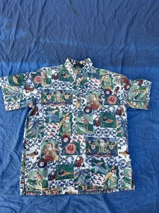 Reyn Spooner Mele Kalikimaka Christmas Shirt 2004 Size L Santa Surfing - Picture 1 of 10