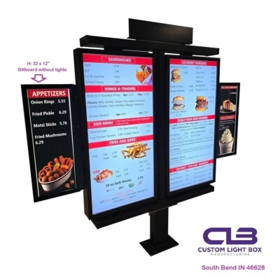 Drive-Thru Menu Board with Side Wings / LED Lighted Menu Sign for Restaurants | - Image 1 of 4