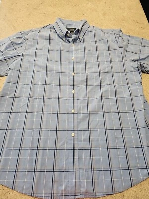 Dockers Men's Blue Striped Short Sleeve Dress Shirt Size XL Foto 1 de 4