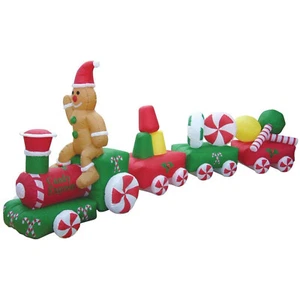 Christmas SANTA GINGERBREAD MAN CANDY TRAIN HUGE 14.5 FT Airblown Inflatable - Picture 1 of 3