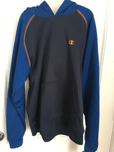 BNWT Blue Navy Striped Shirt Youth Large Pullover Hooded Long Sleeve Champion - Picture 1 of 7