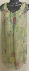 Shyloh Yellow Floral Chiffon Overlay Dress Size Small Made In Italy - Picture 1 of 12