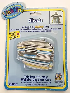Pantalones Cortos TOTALMENTE a Rayas se adapta a la mayoría de WEBKINZ gatos perros mascotas ROPA Nuevos con Código - Imagen 1 de 2