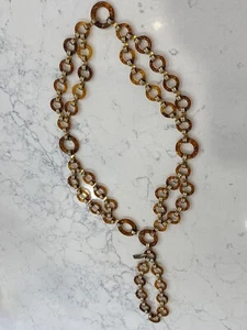 YSL Yves Saint Laurent  Vintage Brown Gold Tone Long Necklace / Belt Authentic - Picture 1 of 19