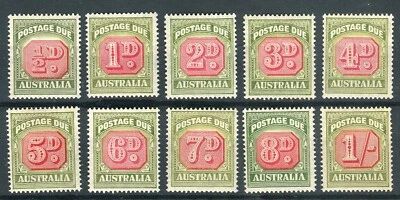 Australia KGVI 1946-57 franqueo debido juego de 10 SG.D119/128 MNH Foto 1 de 2
