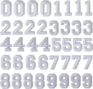 40 Pieces White Iron on Numbers Patches, Numbers 0-9 Applique for Clothes, Dress - Picture 1 of 5