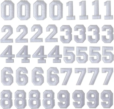 40 Pieces White Iron on Numbers Patches, Numbers 0-9 Applique for Clothes, Dress - Image 1 of 4