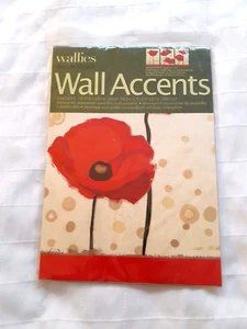 Wallies Wall Accents 3 Decal Big Panels 8.5"x12" Red Poppies New in Pkg - Picture 1 of 7