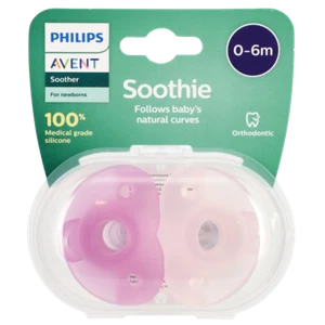 AVENT Soothie 0-6m 2 Pack - Pink Soothers Natural Curves Orthodontic SCF099/22 - Picture 1 of 1