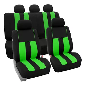 Full Set Car Seat Covers for Auto SUV Van Green Black w/Steering/Belt Pads - Picture 1 of 10