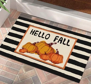 Fall Door Mat Autumn Pumpkin Welcome Doormat Thanksgiving Seasonal Decor 17x29" - Picture 1 of 6