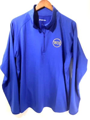 Sudadera Waffle House Talla L Color Azul Amarillo WH Logo Mangas Largas 1/4 Cremallera Foto 1 de 4