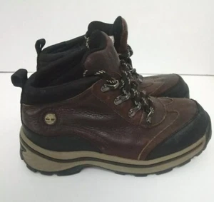 Timberland Hiking Boots Boys Size 11 Brown/Black Leather Lace-Up Boots #22813M  - Picture 1 of 6