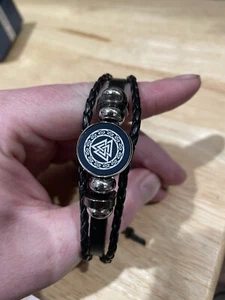 Wikinger Valknut Odin Knoten Schwarz Leder Armband Armreif. Goth Wicca Pagan Geschenk - Bild 1 von 5