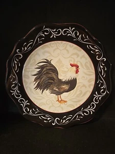Cracker Barrel Susan Winget Rooster Black Scroll Plate 10.5 Daybreak French - Picture 1 of 6