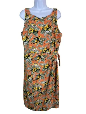 Patagonia Pataloha 女式热带鸟花卉连衣裙 18 码有机棉波西米亚 — 第 1/4 张图片