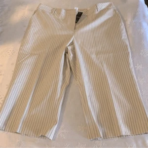 Ann Taylor Loft Career Cropped Pants Petite Taupe? or Beige? & White Sz 14P NWT - Picture 1 of 7