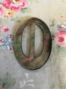 Lg. Silber / Grau Oval Vintage Perlmutt Schnalle  - Bild 1 von 3