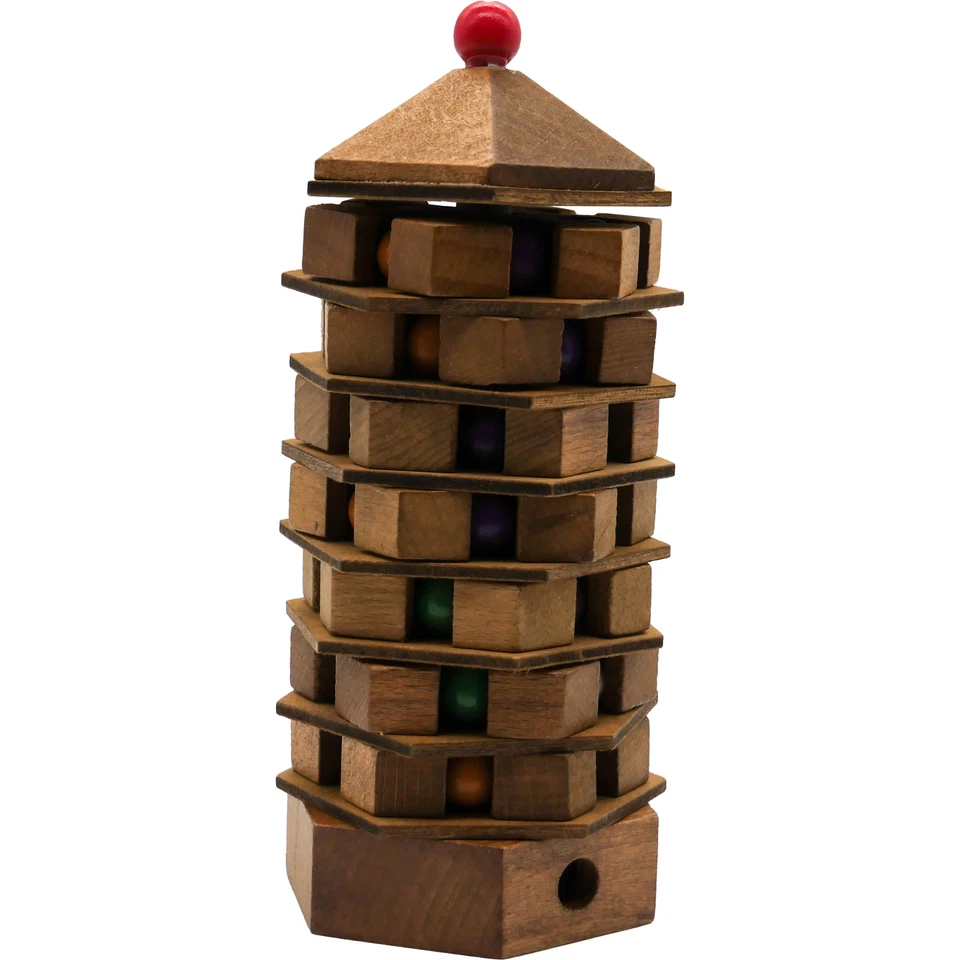 True Genius Chinese Pagoda Level 5 Wooden Brainteaser Puzzle Tg311