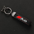 For Audi A8 Car Keychain Keyring Horseshoe Buckle Suede Black Red Accessories