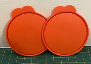 2 TUPPERWARE C Replacement LIDS Seals 6.25" Round Orange #2541A Butterfly Tab - Picture 1 of 4