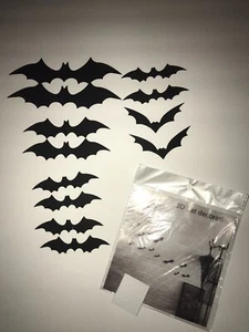 12 Pack Halloween 3D Bat Decorations 4 Different Sizes Realistic PVC Scary - Picture 1 of 6