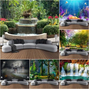 3D Large Jungle Waterfall Wall Hanging Flowers Tapestry Decor Bedroom Backdrop - Picture 1 of 14