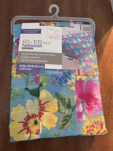 Commnonwealth Classics Tischdecke hell Sommer Blumen blau rosa gelb 60 x 102 - Bild 1 von 5