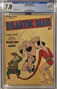 Plastic Man 3 1946 CGC 7.0 1st Issue by Quality Comics Jack Cole Story Cover Art - Picture 1 of 1