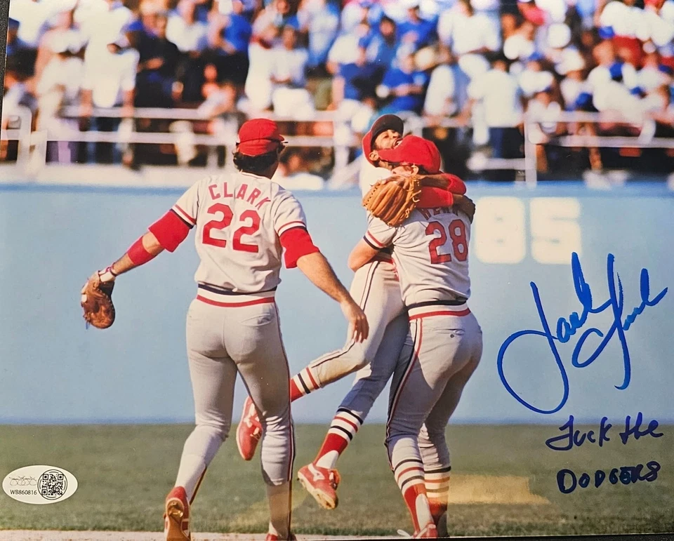 Foto metálica de béisbol 8x10 firmada por Jack Clark de los Cardenales de San Luis (JSA) Foto 1 de 1