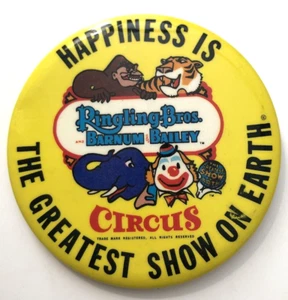 VTG Ringling Bros. Barnum Bailey Circus Button Pin-Yellow and Red 3" - Picture 1 of 2