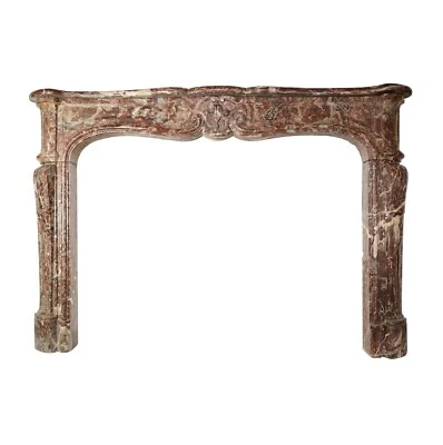 Antique Louis XV Style Rouge Royal Marble Mantel - Image 1 of 4