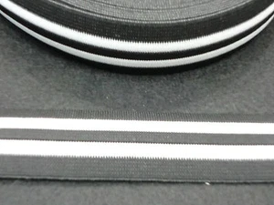 1 mt. ELASTICO ELASTICI PER PANTALONI TUTA GINNASTICA RIGATO MORBIDO hcm 4 NERO - Picture 1 of 1