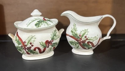 Garnalda de invierno Charter Club crema + azucarero acebo Navidad nueva en caja Foto 1 de 4